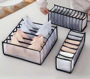 Organisateurs de tiroirs de sous-vêtements Boîte de rangement pliable en nylon avec séparateur de compartiments pour soutiens-gorge Chaussettes Cravates de sous-vêtements