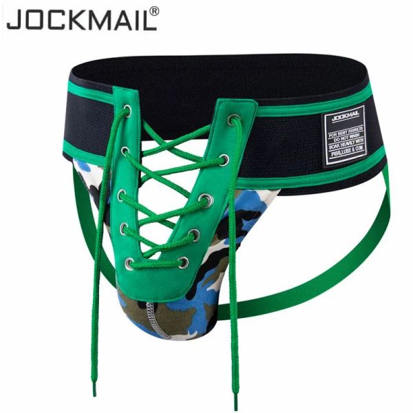 Ropa interior Jockmail Sexy Thong Men Jockstap Sears Lacing Camuflage Green, 3.15 