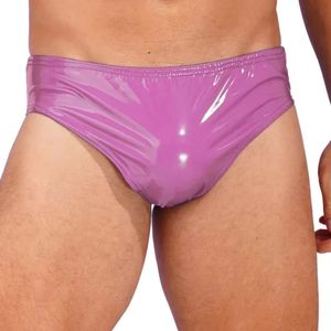 Ondergoed luxe heren onderbroek octrooi lederen briefs latex slipjes nat look club dansende uitvoering elastische tailleband laden kecks thong lfuv