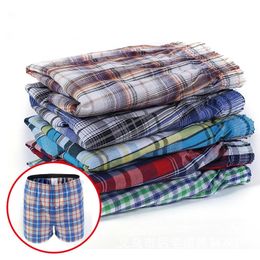 Sous-vêtements hommes 5pcs / lot shorts amples culottes pour hommes boxer en coton mâle plus grande taille confortable plaid doux sous vêtements sexy 240309