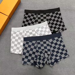 Ondergoed Mannen Katoenen Boxers Voor Heren Shorts Sexy Raster Boxer Ademend Nieuwe Afdrukken Designer Onderkleding Met Doos