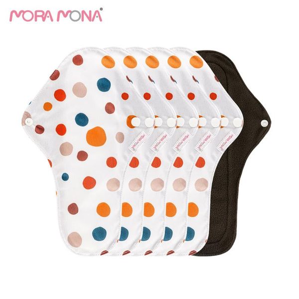 Ropa interior Mora Mona 5 piezas/lote l Tallas grandes almohadillas sanitarias reutilizables almohadillas menstruales de tela de bambú de carbón se usa con ropa interior fisiológica