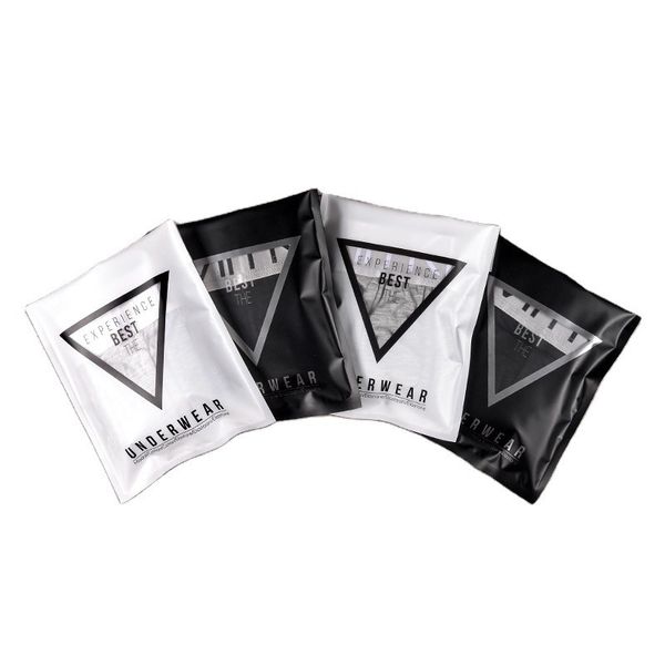Sac d'emballage de sous-vêtements noir blanc 15x18cm, pochette de rangement en plastique pour sous-vêtements pour hommes et femmes, sac auto-adhésif universel pour sous-vêtements
