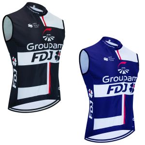 Onderkleding 2024 FDJ Team Lichtgewicht Windscheper Cycling Jersey Top Kwaliteit Rosti Bicycle Outswear Mouwess Jacket Bike Cut Quick Dry Cyclin