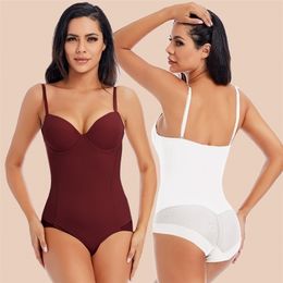 Body blanc à armatures femmes Shapers Stretch couleur unie sous-vêtements soyeux body Shapewear 220702