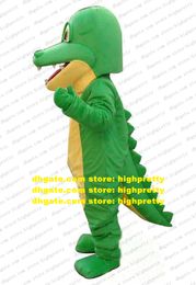 Green Crocodile Green Alligator Mascot Costume Cartoon Caractère Mastret Adulte Bouche longue dents pointues NOZZ2123 Navire gratuit