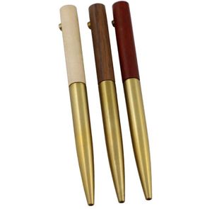 Unfinish Multi Natural Wooden Ballpoint Pennen Craft Artwork Non Clip Punt Messing Kleur Houtbal Pen Zware SN2486