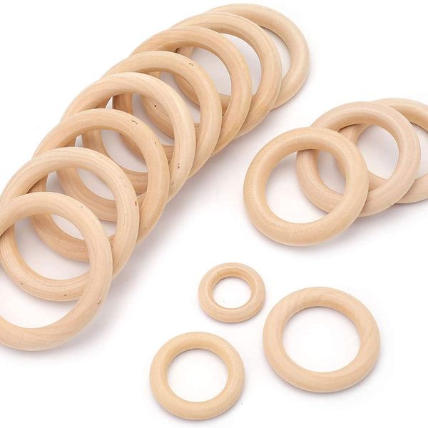 Anneaux en bois naturel inachevé, cerceau en bois pour bébé, cercle de dentition, jouet pour bricolage, artisanat, fabrication de bijoux, cadeau de mariage