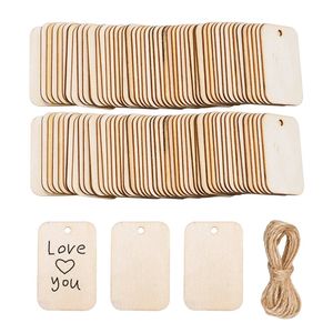 Etiquetas de regalo de rebanada de madera natural sin terminar, etiqueta colgante de madera en blanco con cuerda para decoración de fiesta de cumpleaños de boda, manualidades de marcapáginas DIY