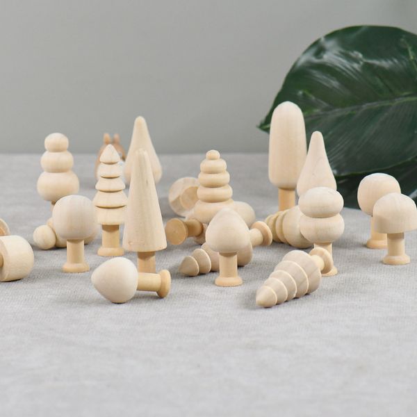 Poupées à chevilles en bois inachevées Natural Natural en forme de champignon Supplies en bois inachevé Toys for Children Graffiti for Kids Art Craft Painting