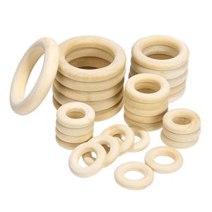 Anneau en bois inachevé 15-100 mm Cercle Anneaux de bois naturel rongeur pour macrame bricolage Artisanat Baby Gift Ornaments Hoops Bijoux Faire