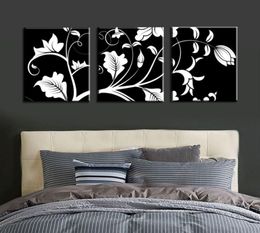 Sans cadre 3 pièces noir blanc fleur arbre moderne grande impression HD toile peinture Art photo pour salon maison mur Art Decor1588696