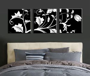 Sans cadre 3 pcs Black White Flower Tree moderne grande toile imprimée HD PEINTURE IMAGE D'ART POUR LE SOIGNEMENT MAIN MOUR ART DÉCOR1653941