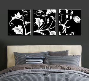 Sans cadre 3 pcs Black White Flower Tree moderne Grande toile imprimée HD PEINTURE IMAGE D'ART POUR LA MAIN HOME MALLE DÉCOR5708346