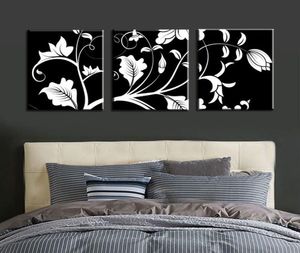 Sans cadre 3 pièces noir blanc fleur arbre moderne grande impression HD toile peinture Art photo pour salon maison mur Art décor 7477486