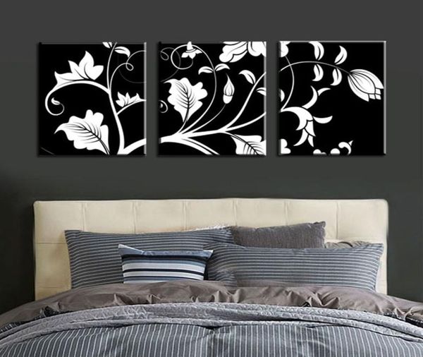 Sin marco 3 piezas negro blanco flor árbol moderno grande HD impresión lienzo pintura arte imagen para sala de estar hogar arte de la pared Decor7477486