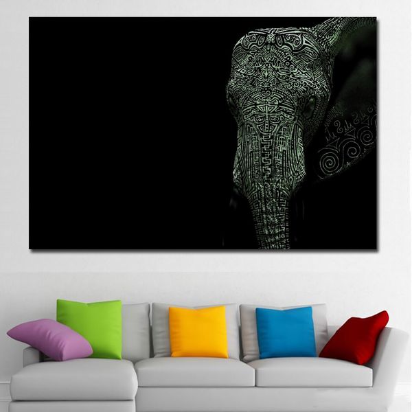 Pintura de elefante blanco y negro sin marco, lienzo, decoración moderna del hogar, imagen artística de pared para estampado para el salón, pintura