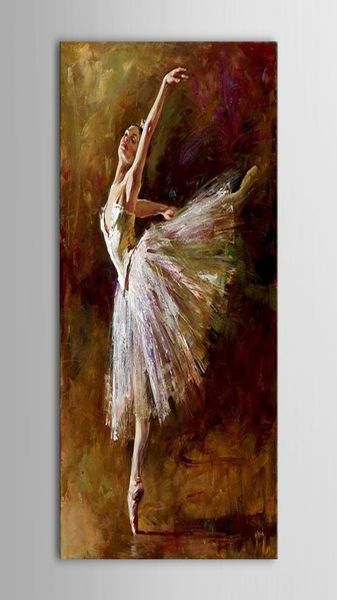 Peinture à l'huile sans cadre, peinte à la main, moderne, abstraite, belle ballerine Sexy, fille, toile de danse, photo 4133421