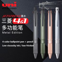 UNI 4 en 1 stylo à bille multifonctionnel stylos Gel 0.5mm baril métallique à base d'huile MSXE5-2000A accessoires de bureau étudiant papeterie 240105