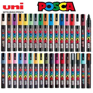 Uni Posca Volledige Set Acrylverf Markers Pennen PC-1M PC-3M PC-5M 7/8/12/15/24/29C voor Rock PaintingFrabricGlass/MetalGraffiti 240108