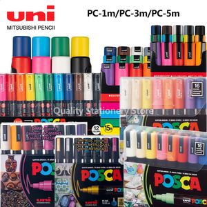 Uni Posca Marker Pen Set Graffiti Pen Painting Hand geschilderde kunstbenodigdheden advertentieposter PC-1M PC-3M PC-5M Stationery 240328