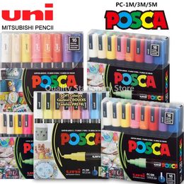 UNI POSCA Markerset Graffiti Verpakking PC-1M PC-3M PC-5M POP Reclameposter Pen Tekening Handgetekende Student Art Supplies 231226