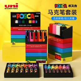 Uni Posca Paint Marker Pen Set PC-3M 5M 8K 17K 7/8/15/16/28/40/48 Colors Drawing Painting Art Poster Advertentie Graffiti Pen 240328