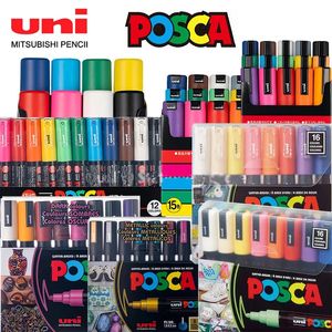 Uni Posca Paint Markers Set van 48/29/36/16/8/7 Kleuren Schilderpennen PC-1M/3M/5M/8K/17K Volledige Set Tekening Art POSCA Marker Gift 240108