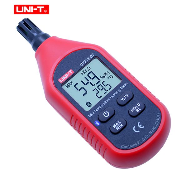 Uni-T Digital Bluetooth Sound Niveau / Humidity Metter Anemomètre Mini LCD Lux Tester Light avec journalisation et analyse de données UT300BT