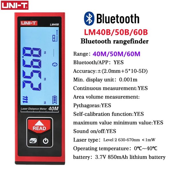 UNI-T LM40B LM50B LM60B Mini télémètre Bluetooth règle électronique Laser de haute précision pour Instrument de mesure de salle de construction