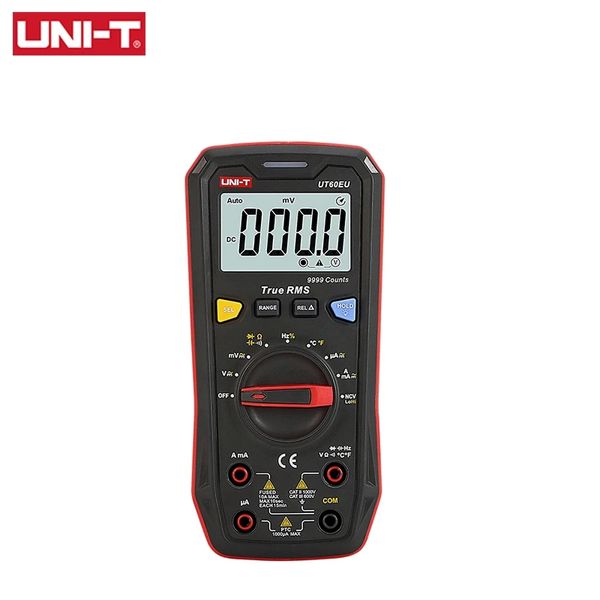 Mini multímetro Digital UNI-T UT60EU 1000V AC DC medidor de corriente de voltaje probador automotriz condensador prueba de temperatura 9999 recuentos