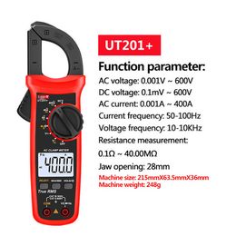 Livraison gratuite UNI-T UT201+/UT202+/UT203+/UT204+/UT202A+ 400-600A pince numérique multimètre à plage automatique true RMS multimètre de haute précision