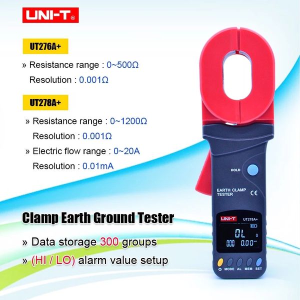 UNI-T UT276A + UT278A + pince d'affichage numérique de haute précision testeurs de terre pince testeur de résistance au sol