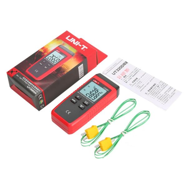 UNI-T UT320D UT320A HYRMOMómetro Termokoppel Tipo de contacto Dual Canal K/J Temperatura Medidor Higrómetro Tester