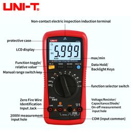 UNI-T UT892 2000V AC / DC Multimètre numérique haute tension pour le voltmètre AC Mine AC Vrai RMS Capacitor Tester Fréquences.