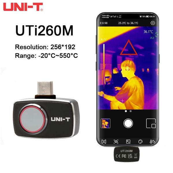 Caméra d'imagerie infrarouge UTi260M UTi120, UNI-T, Circuit imprimé industriel, détection de tuyaux de chauffage au sol, imageur thermique pour téléphone de Type C