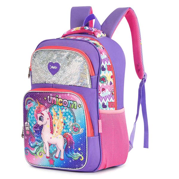 Mochilas de unicornio para niñas, bolso escolar bonito con lentejuelas brillantes, mochila ligera impermeable, regalo para niños K726