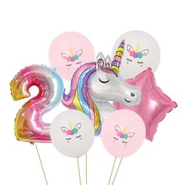 Balloons Unicorn Arch Garland Kit Pink Purple Numéro Balloons pour décorations d'anniversaire