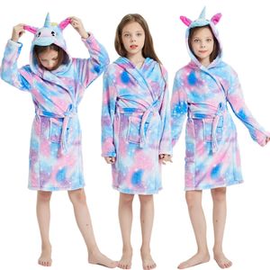 Peignoir à licorne pour filles robe robe capuin kigurumi animal pyjamas flanelle hivernale