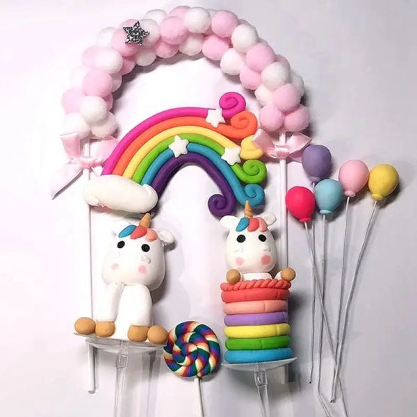 Unicorn Cake Topper Brithday Cake Rainbow Unicorn Party Supplies Babyshower Brithday Party décor Kids 1st Boy Girl Baptême