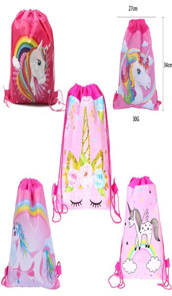 Bolsas con cordón de unicornio Mochila para niños Bolsas de almacenamiento de dibujos animados de dinosaurios de fútbol Bolsas de regalo para niñas y niños Bolsa de playa para natación shi6115127