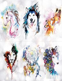 Unicorn géométrique Rose Fox Wolf Arafroping temporaire tatouage Autocollant Swan Elk Animaux flash tatouages art corporel faux tatoo T1907114448028