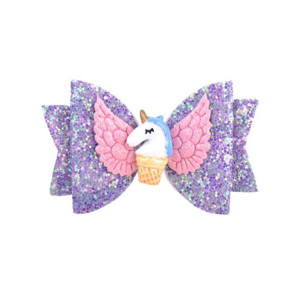 Unicorn Glitter Hair Bows Clip pour les filles pour enfants mignons à la main à la main Barrettes de cheveux à la main