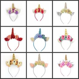 Unicorn Hair Sticks Girl Kleurrijke Bloemen Met Shinny Ear Mesh Unicorn Hairband Verjaardag Unicorn Hair Sticks Kids Haar Accessoire 385 Y2