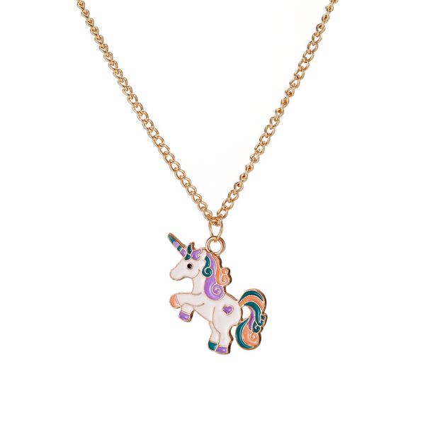 Collier licorne arc-en-ciel licorne pendentif colliers bijoux pour filles ami petite-fille cadeaux d'anniversaire de noël alliage métal
