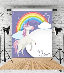 Unicorn Rainbow Flower Vinyl Pography Achtergrond voor PO Shoot 5x7ft Doek achtergrond voor kinderen Baby Birthday Po Shooting8532502