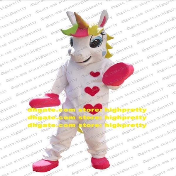 Unicornio Arco Iris Pony caballo volador lindo corazón impreso disfraz de mascota personaje de dibujos animados para adultos tema de película Po Session CX005214e