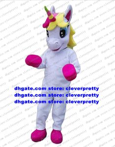 Unicorn Rainbow Pony Flying Horse Mascot Costume volwassen Catoon Character Outfit Suit client Dank je feesttoeristische attracties CX004