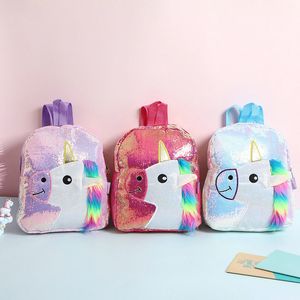 Licorne Sequin Sac À Dos Enfants Voyage Loisirs Cartable Maternelle Dessin Animé En Peluche Épaules Sac