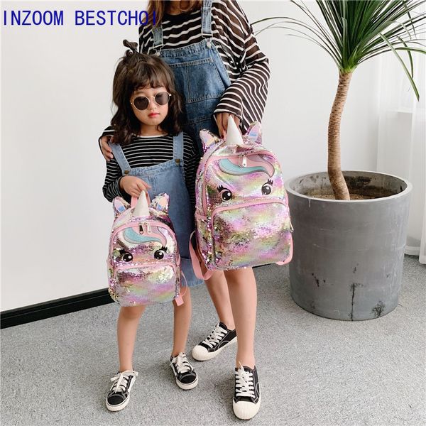 Unicornio Lentejuelas Niños Niños Mochilas escolares para adolescentes Dibujos animados Mochilas lindas Mochila grande Infantil